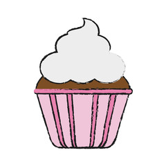 cupcake with frosting icon image vector illustration design  sketch style