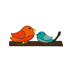 two birds icon image vector illustration design  sketch style