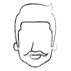 young man head avatar character vector illustration design