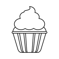 cupcake with frosting icon image vector illustration design  black line