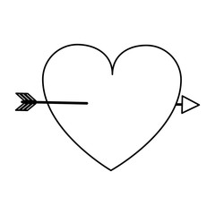 cartoon heart with arrow love valentines day related icon icon image vector illustration design  black line