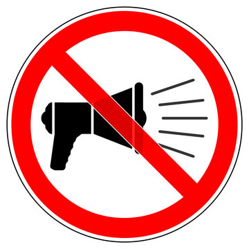 srr215 SignRoundRed - german - Verbotszeichen: Megaphone benutzen verboten - english - prohibition sign / megaphone - speaking-trumpet - bullhorn - loud hailer - xxl g5230