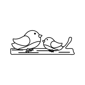 two birds icon image vector illustration design  black line