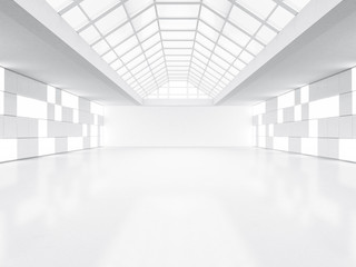 Obraz premium Abstract modern architecture background, empty white open space interior. 3D rendering