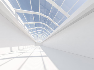 Fototapeta premium Abstract modern architecture background, empty white open space interior. 3D rendering