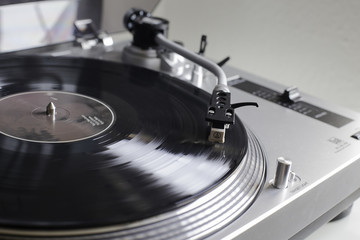 Record spinning in record player