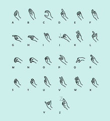 Hand Sign Language Set, a vector symbols of hand sign language.