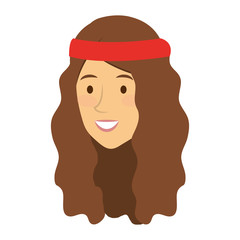 woman with headband character hippy lifestyle vector illustration design