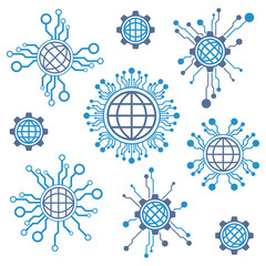 Set of circuit tech elements. Electronics icon. Tech logo.