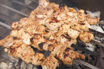cooking kebab on the coals