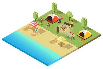 Isometric Camping And Hiking Template