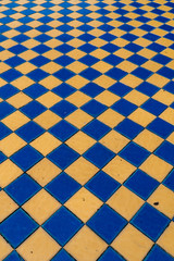 Blue and yellow ceramic floor