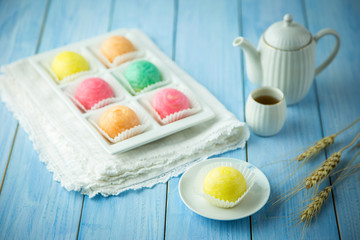 Chinese - Thai dessert Made from flour to Baking heat Mashed golden beans stuffed with salted egg yolk,Chinese festival , Traditional delicious cake in asia.