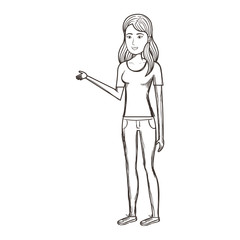 beautiful and young woman character vector illustration design