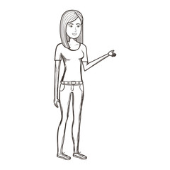 beautiful and young woman character vector illustration design