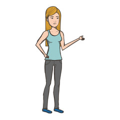 beautiful and young woman character vector illustration design