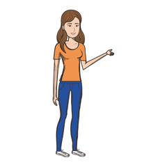 beautiful and young woman character vector illustration design