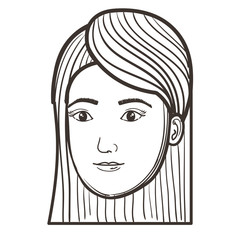 beautiful and young woman head character vector illustration design