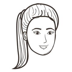 beautiful and young woman head character vector illustration design