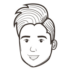 young man head avatar character vector illustration design