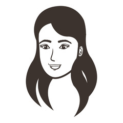 beautiful and young woman head character vector illustration design