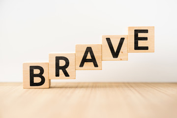 Obraz premium Surreal abstract geometric floating wooden cube with word 