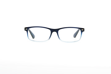 Fototapeta premium Modern pair of hard plastic reading eyeglasses on white background