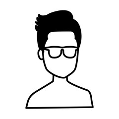 young man shirtless avatar character vector illustration design