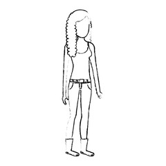 beautiful and young woman character vector illustration design