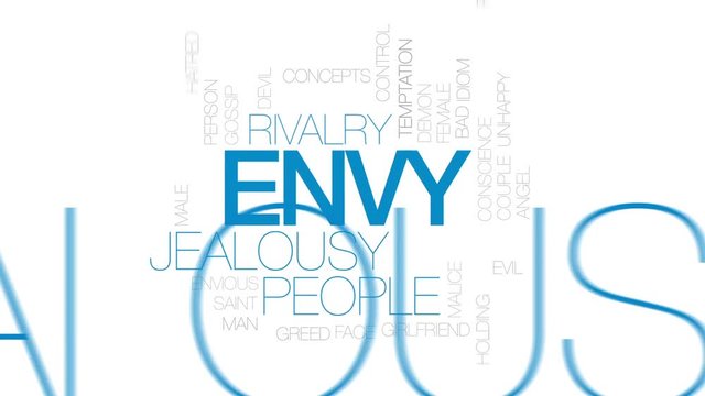 Envy animated word cloud, text design animation.Kinetic typography.