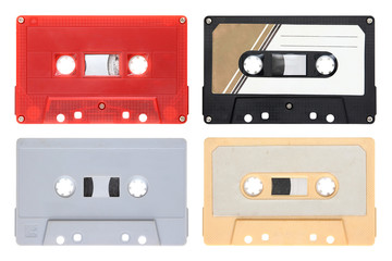 Audio cassettes isolated on background