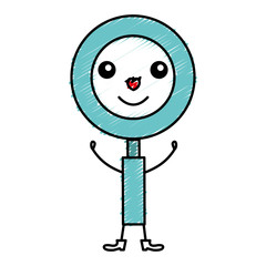 search magnifying glass kawaii character vector illustration design