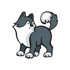 Funny husky dog. Vector illustration in cartoon style.