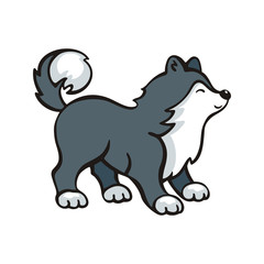 Funny husky dog. Vector illustration in cartoon style.