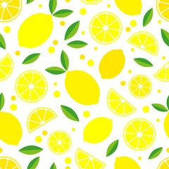Seamless pattern with decorative lemons. Tropical fruits. Textile rapport.
