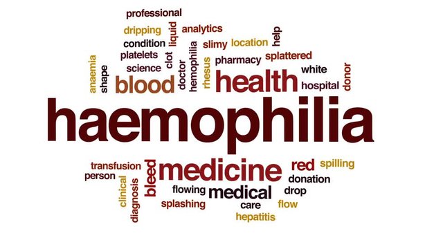 Haemophilia animated word cloud, text design animation.