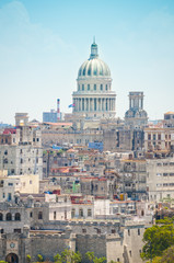 Fototapeta na wymiar Scenic overlook of the aging city skyline of Havana, Cuba