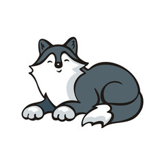 Funny husky dog. Vector illustration in cartoon style.