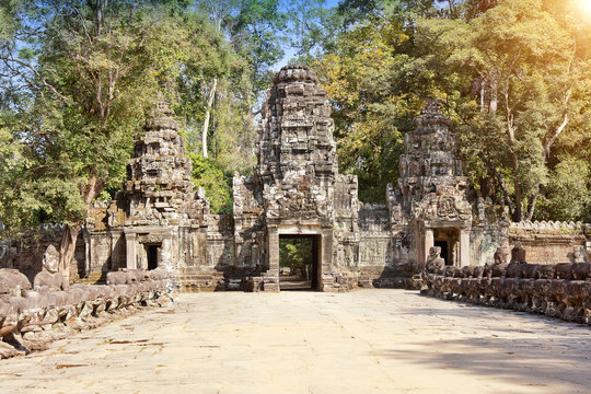 ruins of entrance gate of the temple (12th century), Siem Reap,  Cambodia