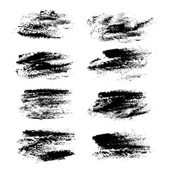 Black abstract textures print strokes isolated on a white background