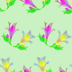 Fototapeta na wymiar Alstroemeria. Seamless pattern texture of flowers. Floral background, photo collage