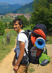 Happy traveler in a mountains of Montenegro