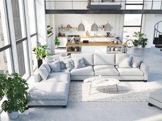 modern loft apartment. 3d rendering