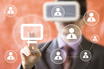Business button media connection web computer virtual reality