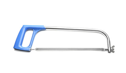 Carpenter's fret saw on white background