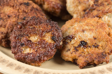 Fried meatballs served on the table isolated over white background