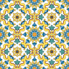 Seamless vector pattern with hand drawn traditional motifs of southern italy ceramics