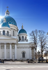 Troitsky (Izmaylovsky) cathedral, 18th century, in St. Petersburg, Russia..