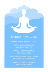 Obraz premium Woman meditating. Silhouette of a human figure in the lotus position. Blue mountains background