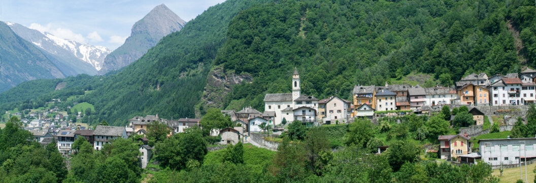 The rural village of Dangio on the Swiss alps